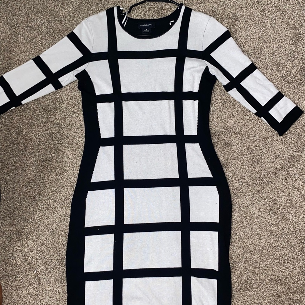 Liz Claiborne Fitted Black & White Dress